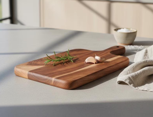 Tabla de cortar rectangular de madera de teca para cocina, tabla de cortar de madera de acacia con asa para uso doméstico. - Product Image 5