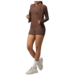 Nuevo Conjunto Deportivo de Yoga con Chaqueta Ajustada de Manga Larga, Transpirable, de Color Sólido y Tejido Cepillado - Product Image 6