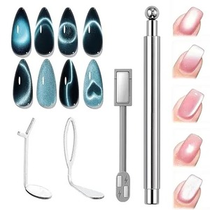 Kit de Nail Art Double Embout Effet Spirale Œil de Chat avec Outils Réutilisables en Alliage Métallique pour Sculpture de Pâte à Modeler et Stylo Magnétique Français - Product Image 1