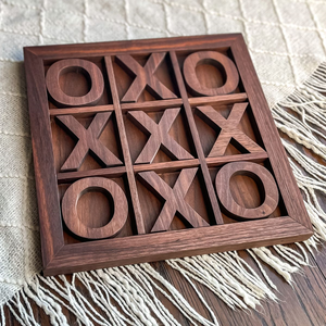 Juego de Mesa Tic Tac Toe de Madera Sólida Premium, Clásico Juego de Estrategia, Decorativo - Product Image 1