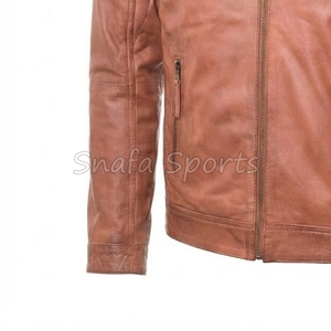 Customizable <b>Men's</b> Slim Fit Leather <b>Jacket</b> for Winter Zip-Up Warm Front Street Best Leather <b>Jacket</b> For Sale - Product Image 4