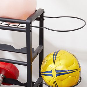 Organizzatore Metallico a 4 Livelli con Ruote per Attrezzature Sportive, Tappetini Yoga, Palloni Grandi, Panche e Scaffali - Product Image 3