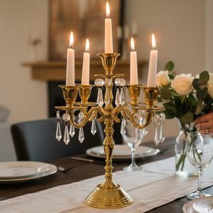 Support à bougies de luxe, élégant porte-bougie de table, décoration de table centrale, centre de table pour salle à manger, porte-bougie de mariage - Product Image 6