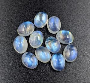 พลอยมูนสโตนทรงรีหลากสีรุ้ง ขนาด 6x8 7x9 9x11 12x16 มม. พลอยธรรมชาติสำหรับทำเครื่องประดับ - Product Image 5