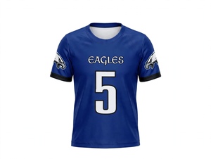 Camiseta de Fútbol Azul Personalizada para Deportistas, Número 5 Sublimado, Manga Corta, Uniforme Deportivo para Equipo, Venta al Por Mayor - Product Image 1