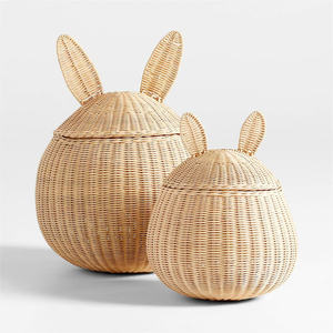 Cesta Redonda de Mimbre Natural Tejida a Mano, Linda Cesta de Almacenamiento con Forma de Conejo de Pascua, Ecológica, Hecha a Mano, para Cuarto de Niños, OEM, ODM - Product Image 5