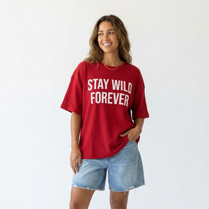 T-shirts pour femmes à col rond en tricot gaufré 100% coton imprimé coupe ample à manches courtes Streetwear T-shirts oversize d'été pour femmes - Product Image 6