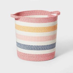 Decorative Cotton Rope Basket Handmade Home Organizer Sustainable Cotton Woven Basket Rustic OEM ODM Minimalist Fiber Storage Co - Product Image 2