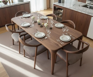 Table à manger en bois d'acacia massif, écologique et durable, finition grain naturel, pour une grande surface, maison, cuisine, restaurant - Product Image 3