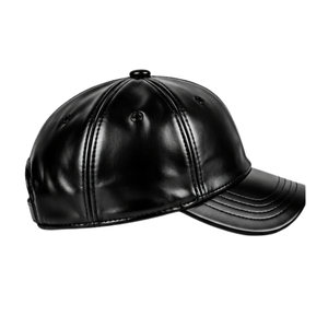 Luxury Shiny <b>Black</b> Leather Baseball <b>Cap</b> <b>Men</b> Women Adjustable Strap 6 Panel Fashion Hat Custom Logo Wholesale. - Product Image 5