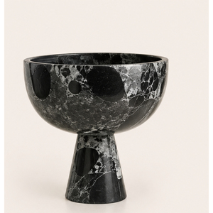 Bol sur piédestal en marbre noir de luxe, bol à fruits en pierre naturelle sur pied, centre de table moderne, décoration d'intérieur, prix d'usine - Product Image 3