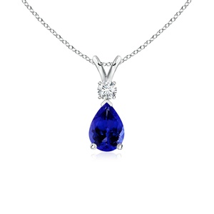14K <b>Gold</b> Natural 0.35Ct Tanzanite Prong-Set Teardrop V-Bale <b>Pendant</b> With 0.04Ct Diamond Customized Handmade Jewelry Gift For Her - Product Image 2