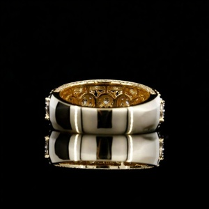 Bague Éternité Femme en Argent Plaqué Or Cinq Pierres Moissanite Taille Brillant Sertissage Pavé Géométrique Luxe Fiançailles - Product Image 3