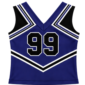 Haut d'uniforme de cheerleading bleu foncé sans manches, col en V, pour femmes et filles, idéal pour la danse, les équipes de performance et les compétitions sportives - Product Image 2