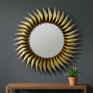 Wall <b>Mirror</b> Iron Art Sun Round Decorative Sunburst <b>Mirror</b> for Living Room Bedroom Entryway Hallway Home Decor Wall Hanging - Product Image 6