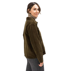 Veste en velours côtelé pour femme, couleur unie, col rabattu, fermeture boutonnée, manches longues, style utilitaire, garniture en fourrure, respirante, pour l'hiver - Product Image 2