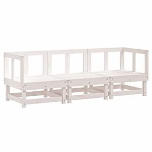 Ensemble de salon de jardin en bois de pin massif blanc 3 pièces pour usage extérieur - Product Image 2