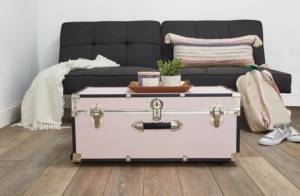 Pink Metal <b>Trunk</b> <b>Box</b> With Locks And Wheels Suitable For Travel Luggage Seasonal Item <b>Storage</b> And Dorm Room <b>Storage</b> Solution - Product Image 5