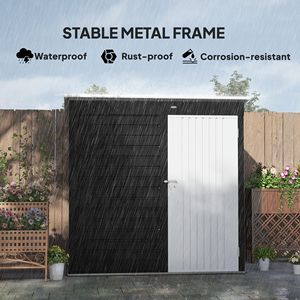 Casetta da Giardino 6FT X 4FT in Metallo Grigio Scuro con Porta Lucchettabile e Guanti per Riporre Attrezzi da Giardino in Cortile e Patio - Product Image 5