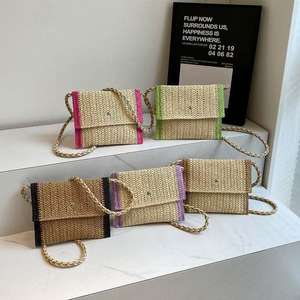 Nuevo Bolso de Mujer Casual Vintage a la Moda, Bolso Bandolera de Ganchillo con Bloques de Color y Cierre de Cremallera para Todas las Temporadas - Product Image 1