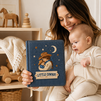 LABON Petit Cowboy Denim Broderie Baby Memory Book Milestone Journal Premium Hardcover My First Year Album Sourcing Gift
