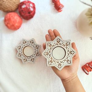Handmade Wooden <b>Tea</b> Light Candle Holder Star Shaped T Light <b>Stand</b> Laser Cut Home Decor for Christmas Wedding - Product Image 1