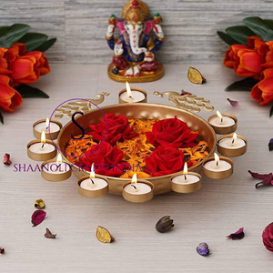 Bol décoratif Urli de designer pour fleurs et bougies chauffe-plat, décoration de table et centre de table sur pied pour la maison et le bureau, style indien - Product Image 6