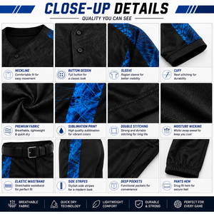 Custom Academy Baseball Uniform Full Button Jersey Pants Personalized Team Name Number Performance Teamwear OEM Wholesale - Product Image 3