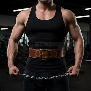 เข็มขัดยกน้ำหนักปรับระดับได้ ทำจากหนัง พร้อมโซ่ สำหรับฝึกดึงข้อ ใช้ในยิม เข็มขัดยกน้ำหนัก - Product Image 2