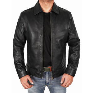 Performance Mens Leather Fashion <b>Jacket</b> Water Resistant Coating Leather Material Breathable Windbreaker Style Outerwear - Product Image 4