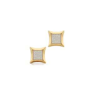 Pendientes de tuerca con diamantes cultivados en laboratorio, corte brillante, engaste pavé, oro macizo de 14K, chapado en rodio, certificado IGI, modernos, unisex, para fiesta - Product Image 5