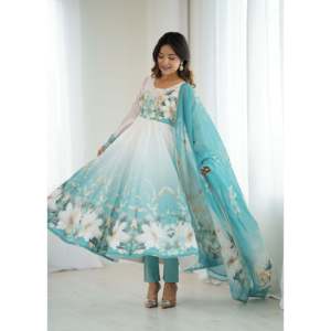 Hermoso Vestido de Fiesta con Falda y Dupatta, con Cintura Imperio, Realza tu Estilo - Product Image 6