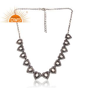 CZ cristal Quartz ensemble oxydé 925 argent fait à la main Style bohême collier Tribal bijoux en argent Collection classique - Product Image 4