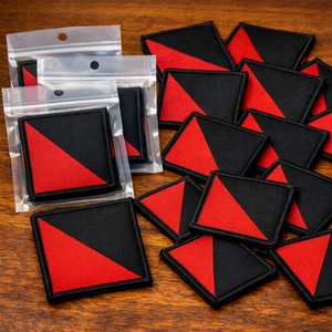 แผ่นปะตราสัญลักษณ์ Air Assault Style DZ สีแดงดำ ลายทแยง ปักแบบ Tactical Embroidered Insignia - Product Image 6