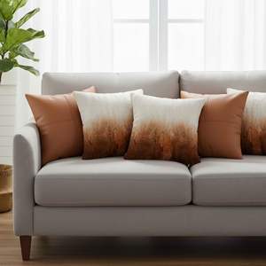 Ensemble de 5 housses de coussin modernes en terre cuite texturée SOGA Luxury, dégradé de fausse fourrure, pour la décoration de la maison, coussins de siège et oreillers - Product Image 3