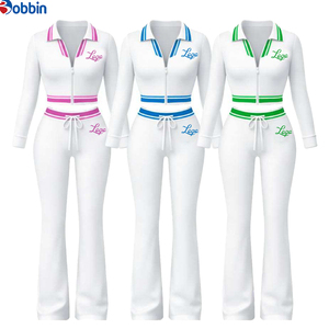 Conjuntos de Otoño para Mujer con Logotipo Personalizado, a la Moda, con Top Corto de Media Cremallera, Cuello Polo, Chándal, Top de Manga Larga con Cremallera, Conjunto de 2 Piezas para Mujer - Product Image 6