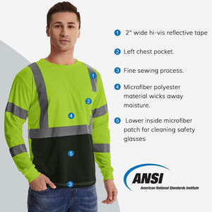 Chemises de sécurité haute visibilité avec bandes réfléchissantes pour hommes, chemises à manches longues réfléchissantes de classe 2 - Product Image 4