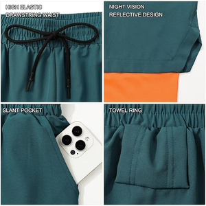 Two Tone Gym <b>Shorts</b> <b>Men</b> 2 in 1 Quick Dry Polyester Athletic <b>Shorts</b> with Contrast <b>Compression</b> Liner Workout Sports <b>Shorts</b> - Product Image 2