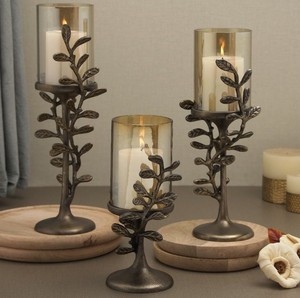 Brass Leaf Candle Holders Home Decor Indoor Tabletop Living Room Durable - Product Image 3
