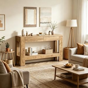 Consolle Moderna di Lusso con Vano Portaoggetti e Piano in Pietra Rustica per Soggiorno, Ingresso, Appartamento o Arredamento Alberghiero - Product Image 1