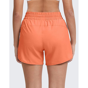 Pantalones Cortos Deportivos para Mujer, Color Naranja Vibrante, de Secado Rápido, Transpirables, para Correr, con Bolsillo - Product Image 2