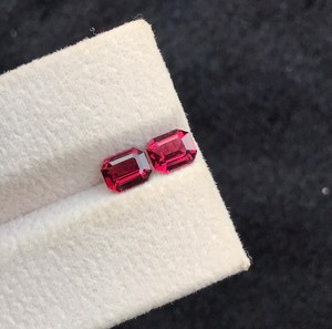 Piedra de granate roja natural sin calentar, corte esmeralda, rodolita, piedra suelta para la fabricación de pendientes y joyería. - Product Image 6