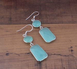 Natural Aqua Blue Chalcedony <b>Earring</b> Sterling <b>Silver</b> Luxury Water Drop <b>Earrings</b> Women <b>Wedding</b> Fine Jewelry Gift - Product Image 2