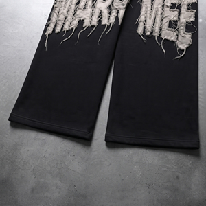 Pantalon de jogging en molleton pour homme, style streetwear hiver, avec broderie effet usé, taille à cordon de serrage et coupe large - Product Image 5