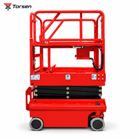 Plateforme élévatrice à ciseaux électrique mini 300 kg, hauteur de plateforme 3-4,8 m, plateforme de travail aérien compacte pour l'entretien en intérieur