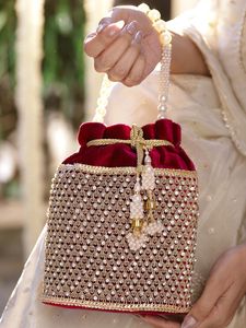 Beautiful Ethnic Embroidery Drawstring Coin Purse <b>Mustard</b> Fabric Clutch Potli Bags <b>Handbag</b> for Wedding & Party Gifts Bulk Order - Product Image 4