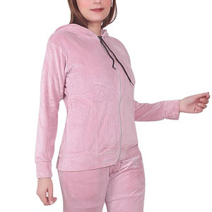 Ensemble de survêtement d'hiver personnalisé pour femmes en velours à capuche, deux pièces, sweat-shirt et pantalon de jogging, matière respirante, tenue décontractée élégante - Product Image 4