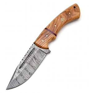 Damascus Steel Ornate Utility Craft <b>Tool</b> Olive <b>Wood</b> Handle Executive Display Piece - Product Image 5