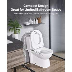 One-Piece Dual-Flush 1.1/1.6 GPF Toilets Comfortable 12-Inch Bathroom Chair Seat Easy-Clean <b>Skirted</b> Design <b>Black</b> White Toilet - Product Image 3