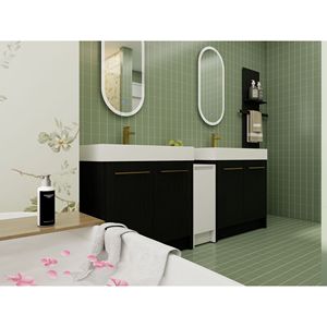 Mobile Bagno Freestanding da 84 Pollici con Lavabo in Resina, Armadietti Contenitori e Ante con Chiusura Ammortizzata 09236*2+0312 - Combinazione per Bagni Moderni - Product Image 5